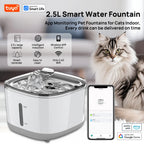 Smart Pet Water Fountain – 2.5L App-Controlled Automatic Water Dispenser with Stainless Steel Bowl & 3 Replacement Filters