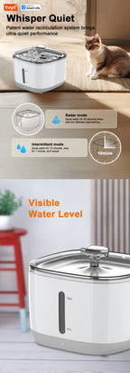 Smart Pet Water Fountain – 2.5L App-Controlled Automatic Water Dispenser with Stainless Steel Bowl & 3 Replacement Filters