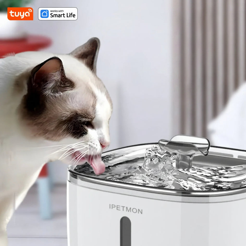 Smart Pet Water Fountain – 2.5L App-Controlled Automatic Water Dispenser with Stainless Steel Bowl & 3 Replacement Filters